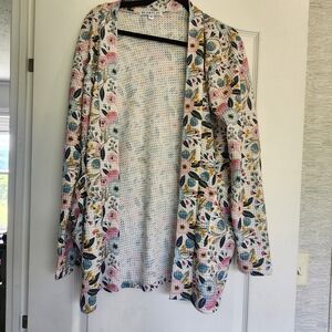 Blakeley Designs Pink and Blue Floral Cardigan Sweater One Size BNWOT
